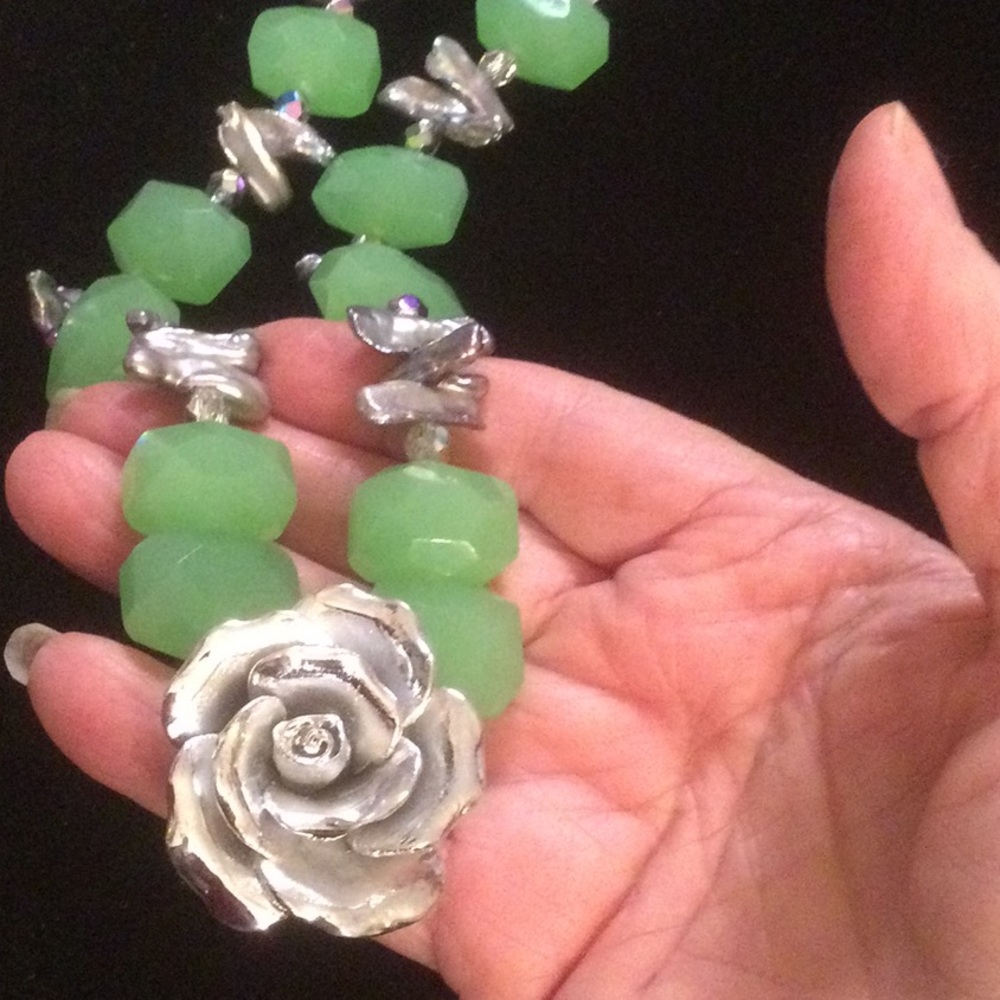 ⭐️For Julie only ⭐️of kind Chalcedony & Genuine Pearl Necklace - Picture 5 of 7
